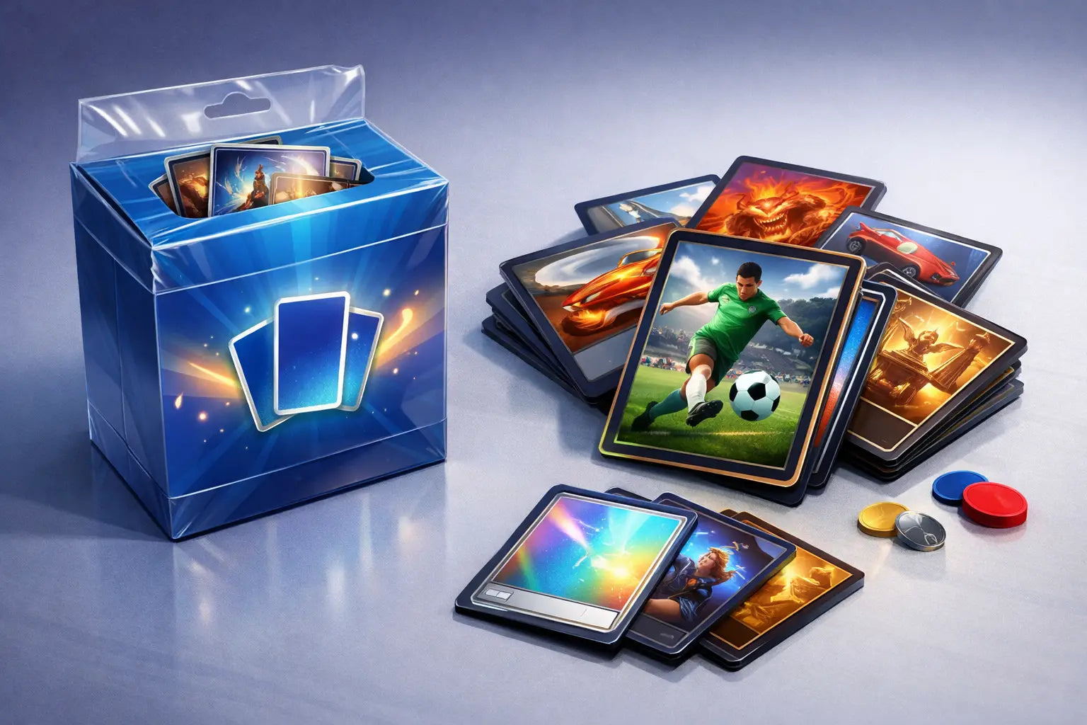 Sealed box of losse kaarten uitgelegd